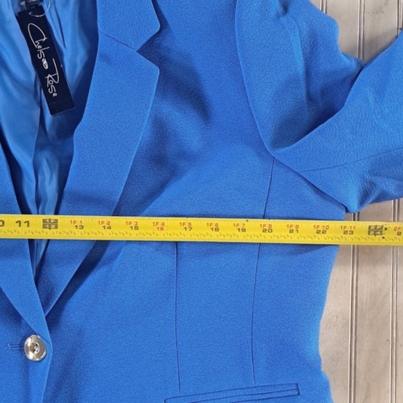 NWT Chelsea Rose Lagoon Blue Vibrant Chic Tailored Structured Blazer Jacket - Picture 12 of 12
